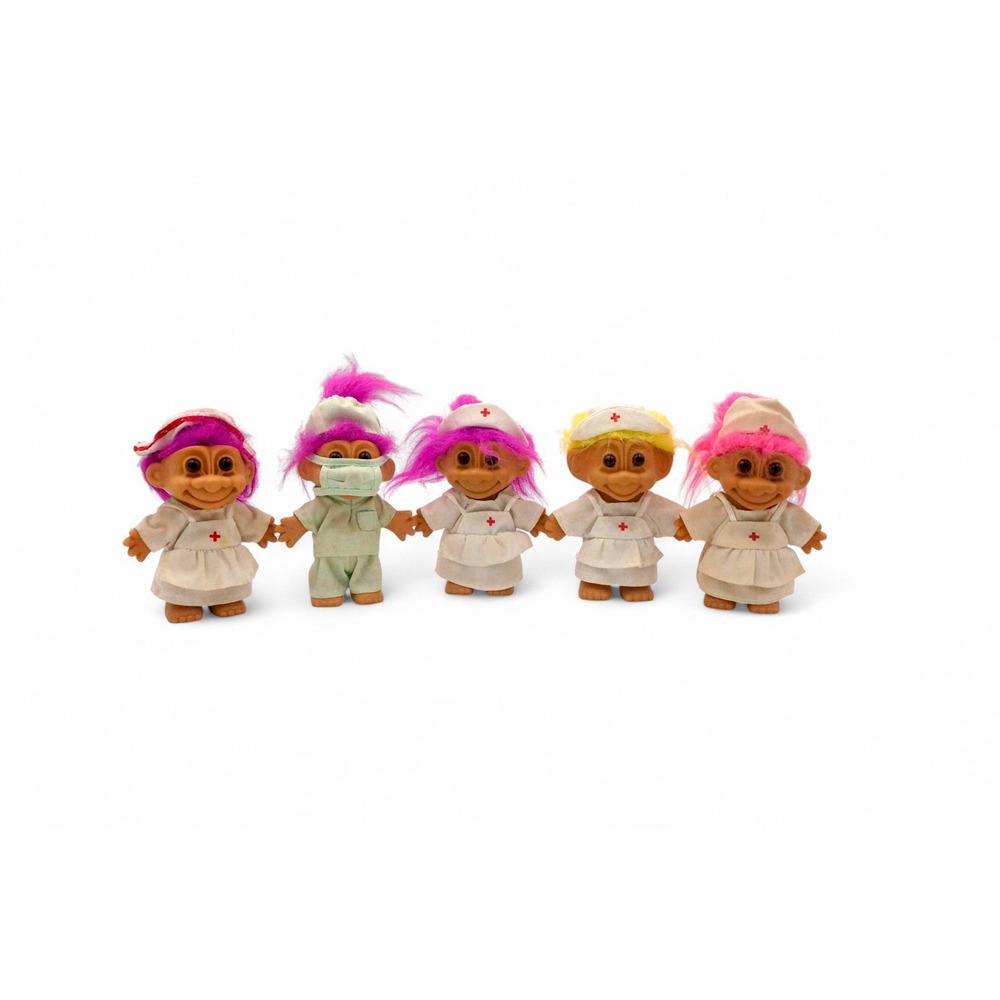 Vintage Troll Dolls Nurse Lot 5 Russ Medical Doctor Hospital‎ 1990s